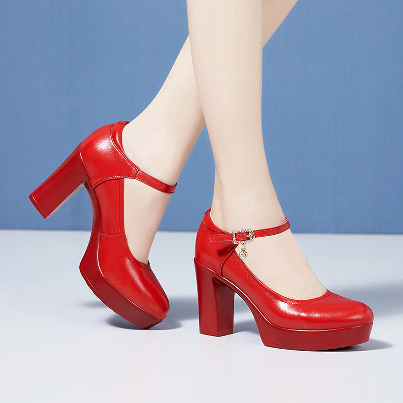 Women's Toe Waterproof Platform Thick Bottom Small Size Cheongsam Catwalk Performance Heels