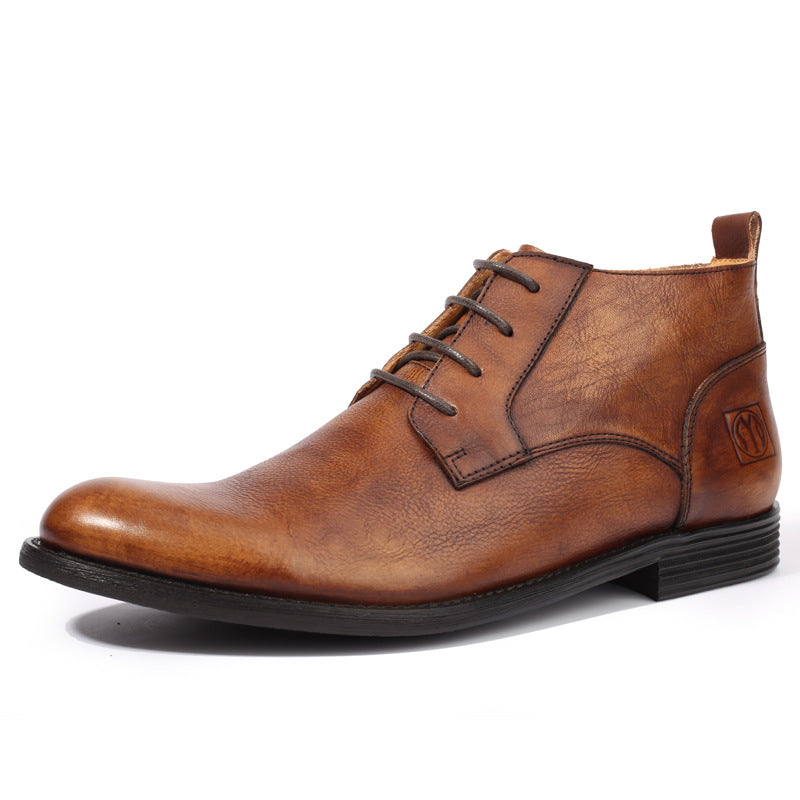 Men's British Retro Hand-rub Color Distressed Martin Men's Leather Boots