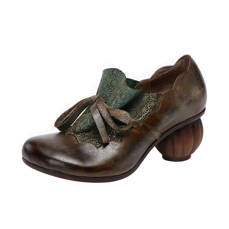Women's Retro Platform High Chunky Artistic Round Men's Shoes