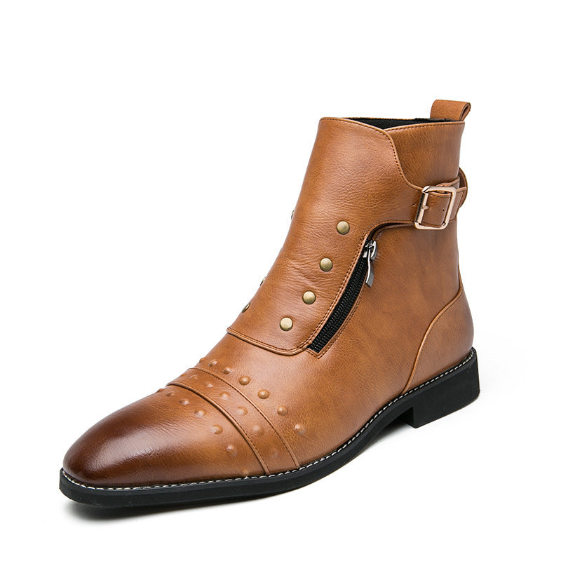 Men's Autumn Martin British Style Pointed Pumps Men's Leather Boots