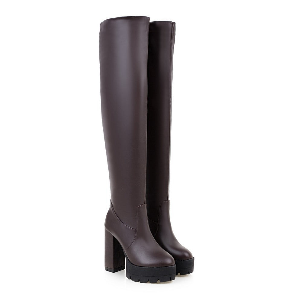 Women's Over The Knee Plus Size Super High Round Head Boots