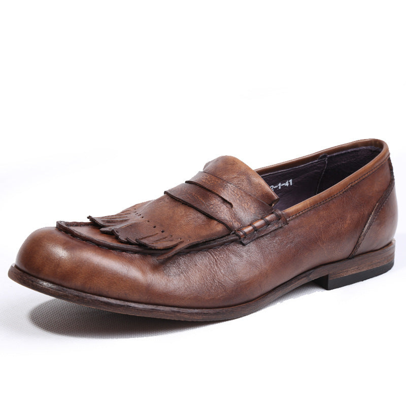 Men's British Vintage Korean Style Trendy Tassel Lazy Men's Casual Shoes