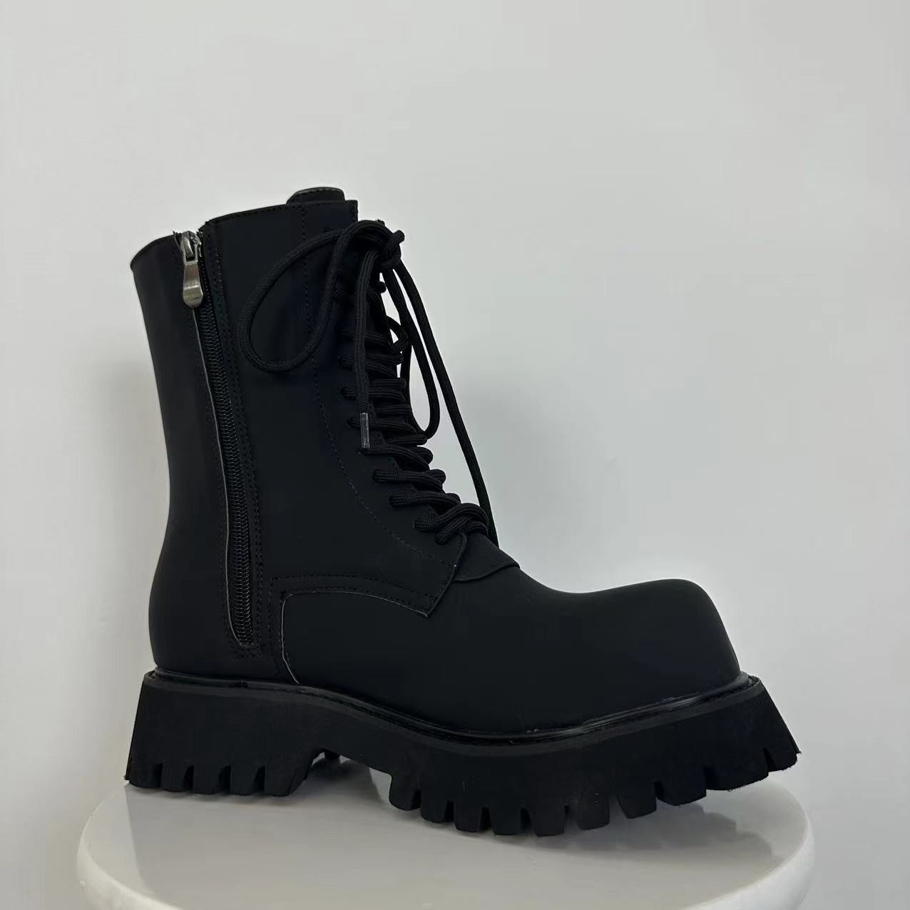 Men's Niche Paris Mickey Big Derby Thick Bottom Round Toe Black Men's Martin Boots