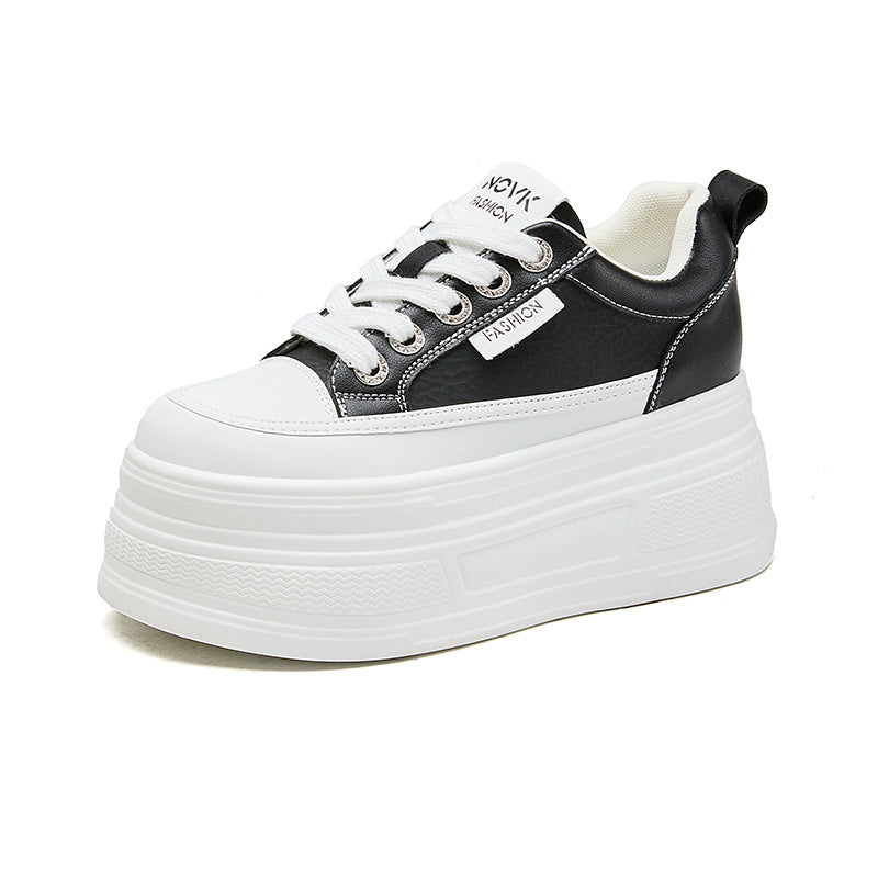 Women's Platform Height Increasing Insole Breathable White Casual Shoes