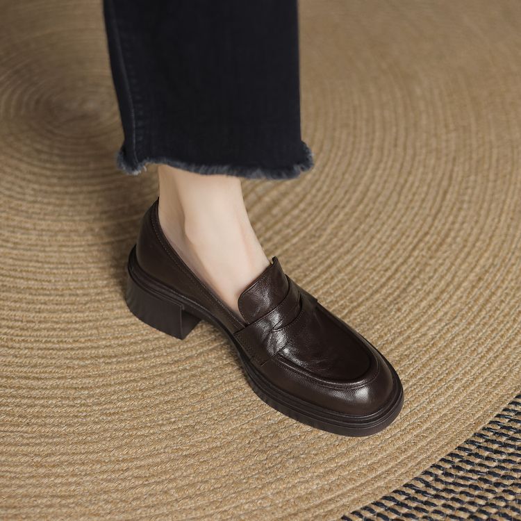 Women's Page Spring Round Head Thick Bottom Chunky High Slip-on Men's Shoes
