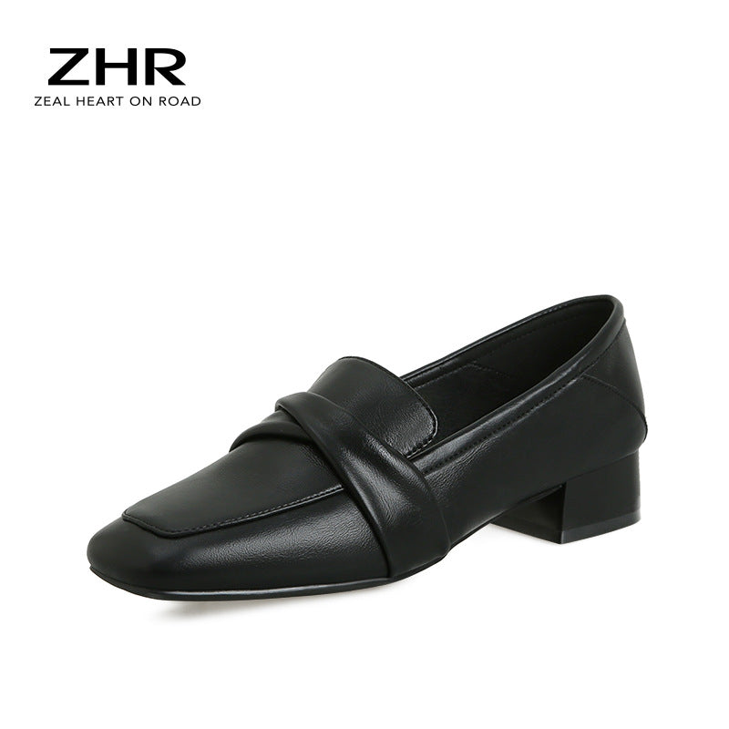 Women's Chunky Pumps Summer British Style Square Toe One Women's Fashion Shoes