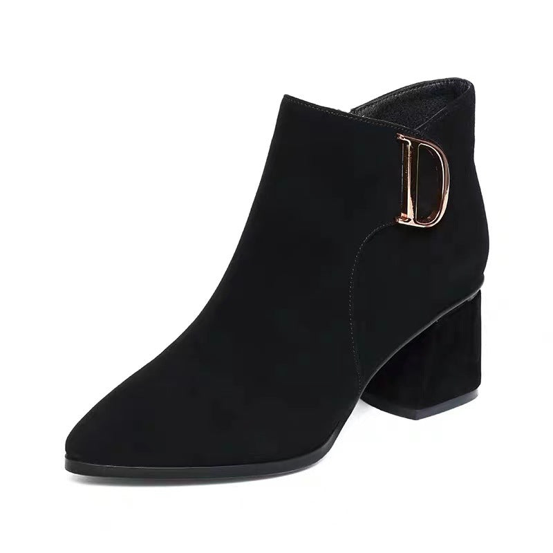 Women's Mid Booties Frosted Sheepskin Fleece-lined Thick Boots