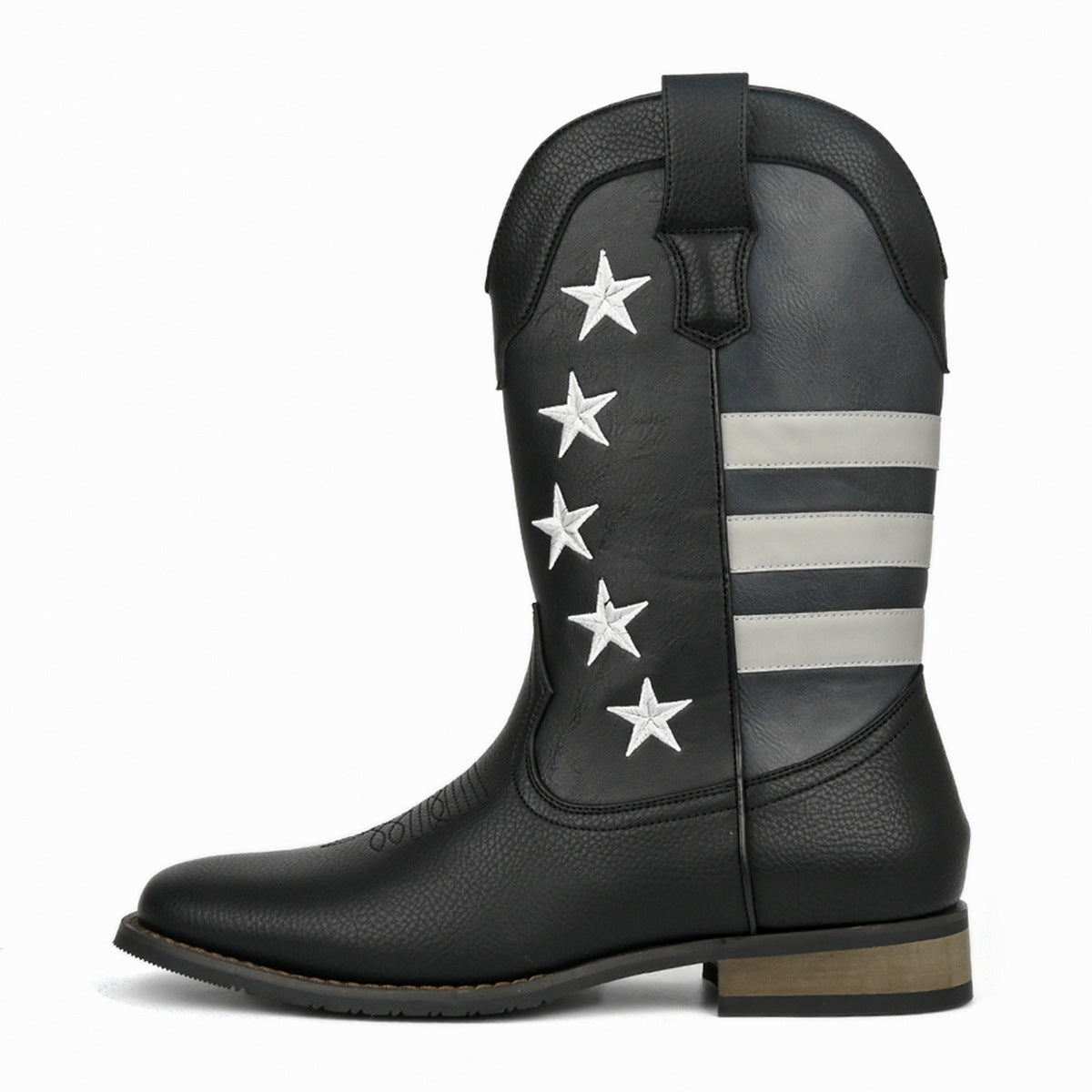 Men's Personality Fashion Design Cowboy Five-pointed Star Suit Men's Leather Boots