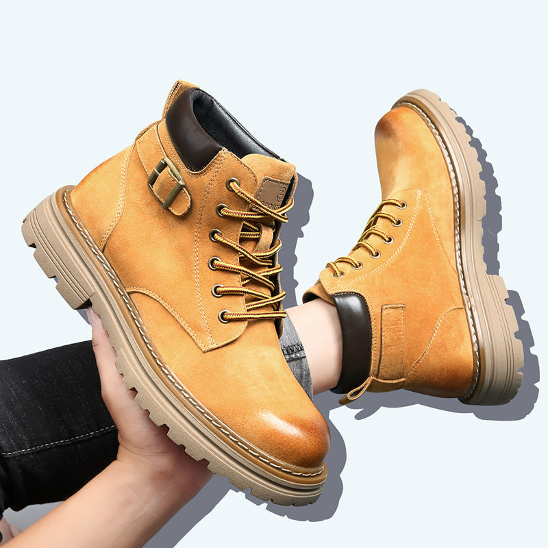 Women's & Men's Couple Genuine Worker British Style Ankle Boots
