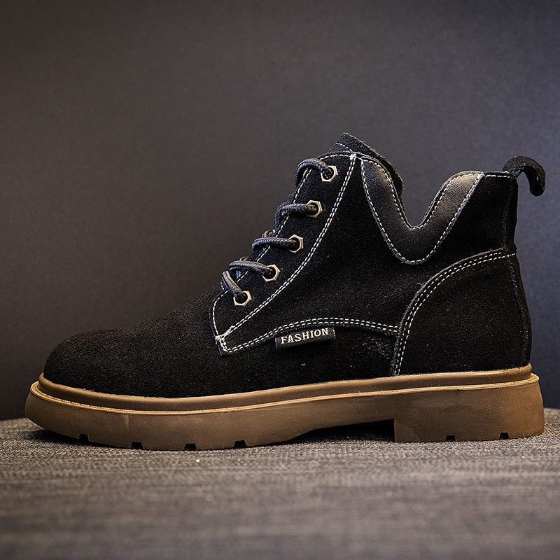 Women's Martin Ankle Flat Black Motorcycle Thin Men's Shoes