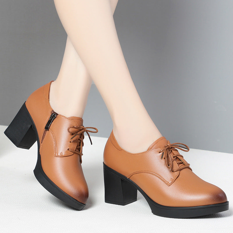 Women's Up Black High Single-layer Genuine Soft Women's Fashion Shoes