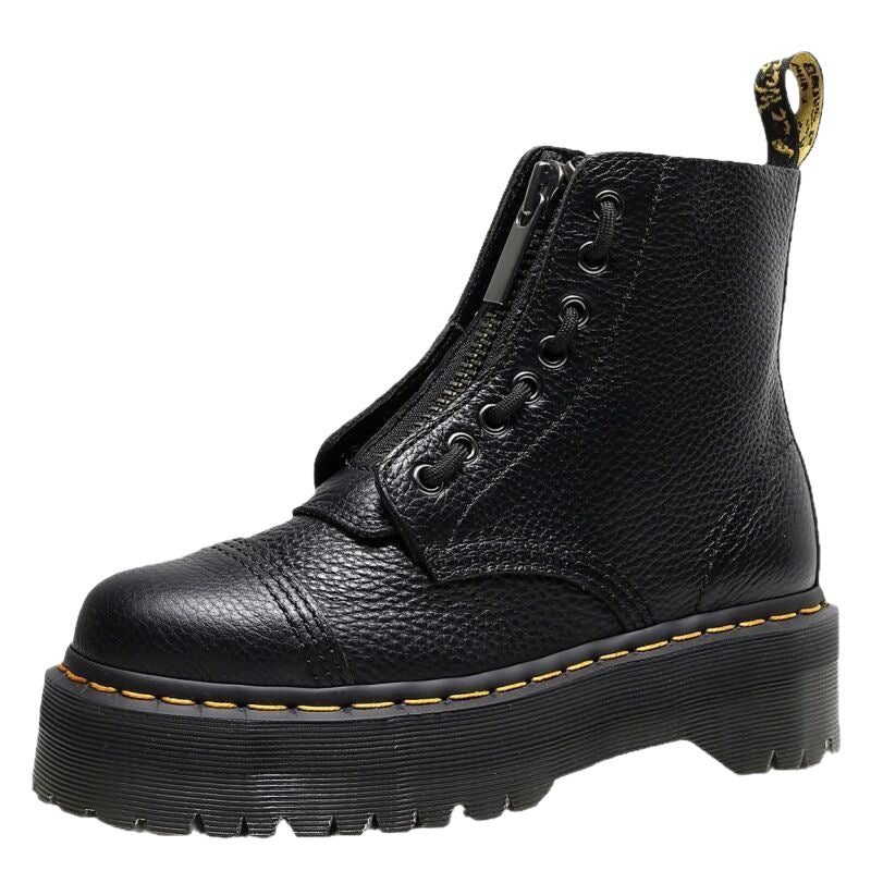 Women's & Men's Front Zip Platform Cowhide Sewing Raise The Boots