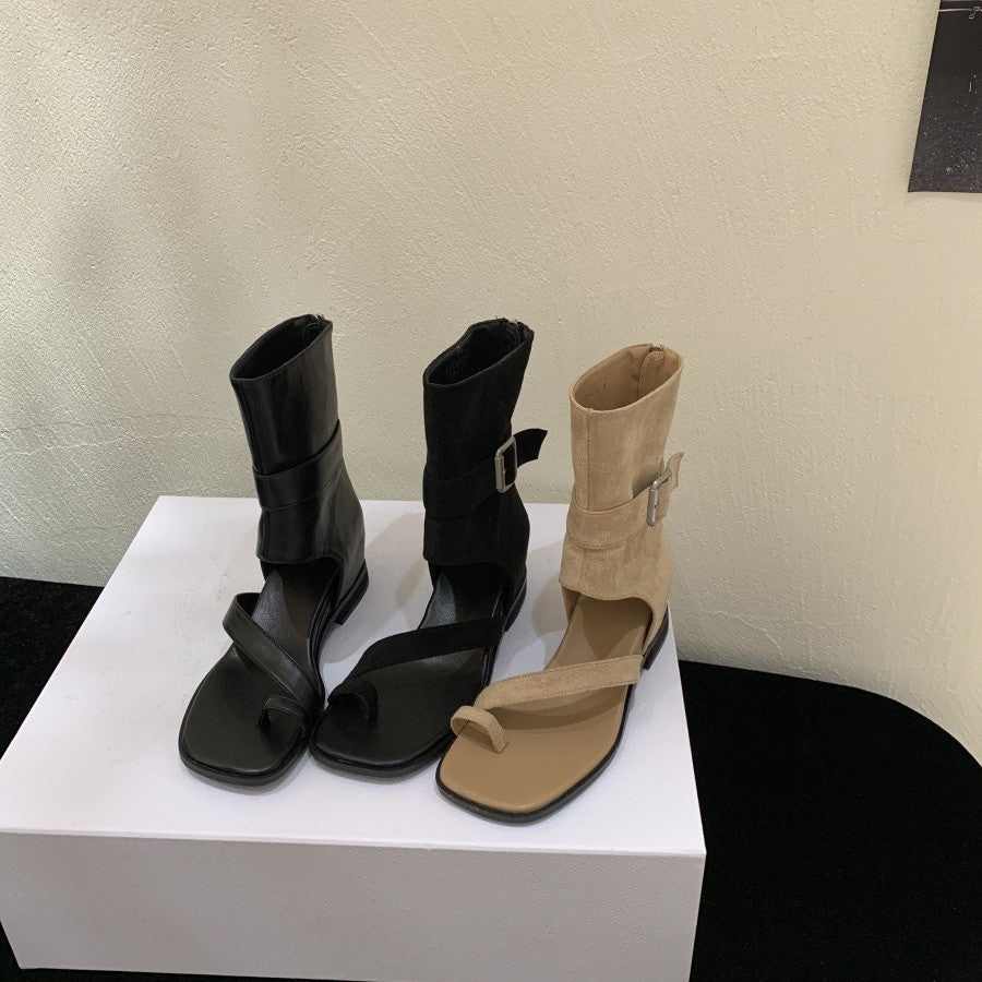 Casual Women's Genuine Fashion Wedge Roman Women's Leather Boots