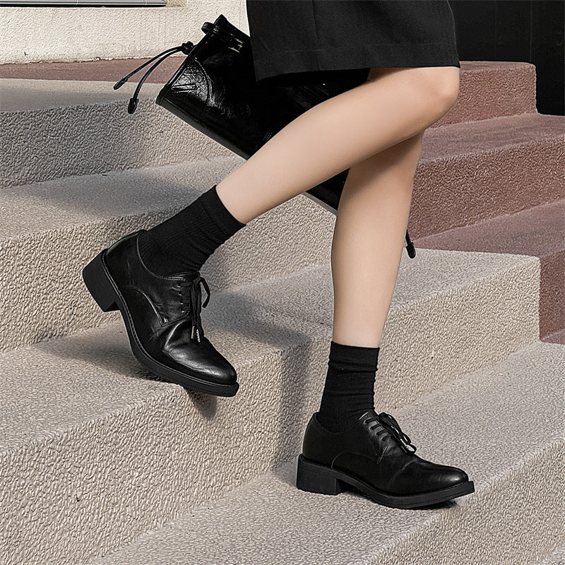 Women's & Men's Couple Pointed Autumn Business Height Increasing Men's Casual Leather Shoes