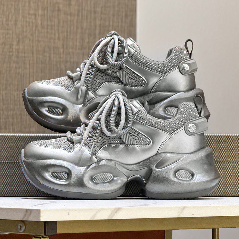 Women's Spring Height Increasing Authentic Rhinestones Best-selling Sports Casual Shoes