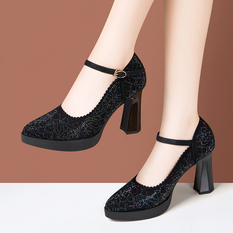 Cheongsam Catwalk High Buckle Chunky Comfortable Soft Bottom Wild Not Heels