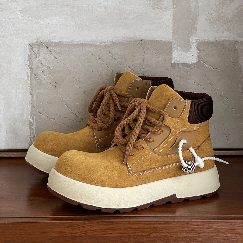 Men's Ugly Cute Big Head Version Worker Mickey Bread Boots