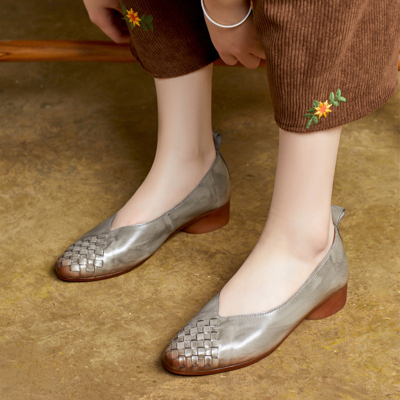 Genuine Hand-made Pointed Woven Foot Cover Women's Casual Shoes