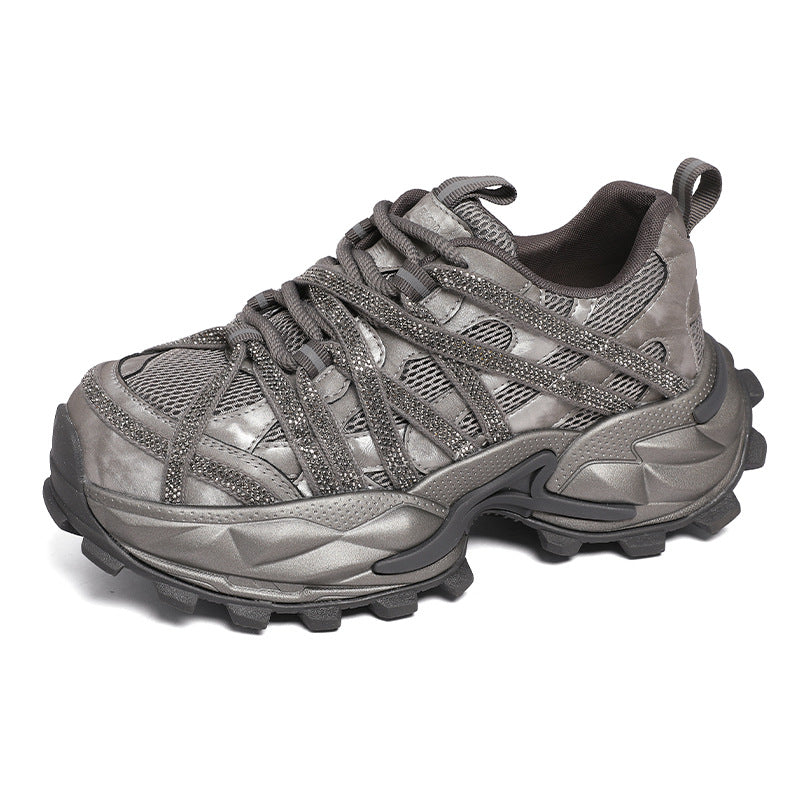 Women's Diamond Platform Dad Retro Mesh Breathable Versatile Women's Sports Shoes