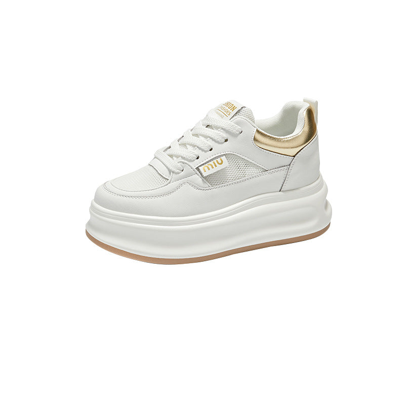 Women's White Spring Versatile Single-layer Platform Height Women's Casual Shoes