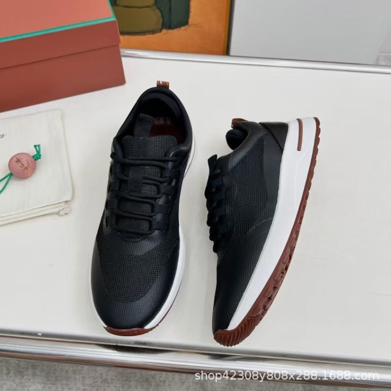 Men's Mesh Thick Sole Jogging Breathable Cowhide Men's Shoes