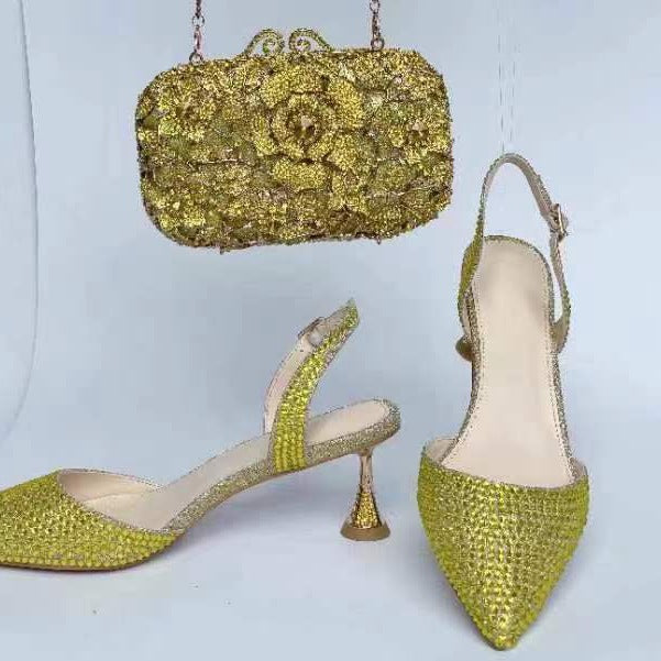 Luxury Fashion Diamond Pointed Wedding Crystal High Heeled Sandals