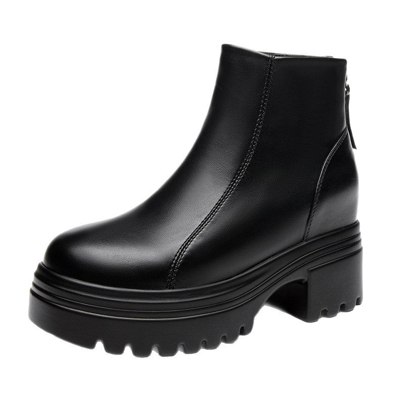 British Style Small Hight Increasing Martin Thick Bottom Heels