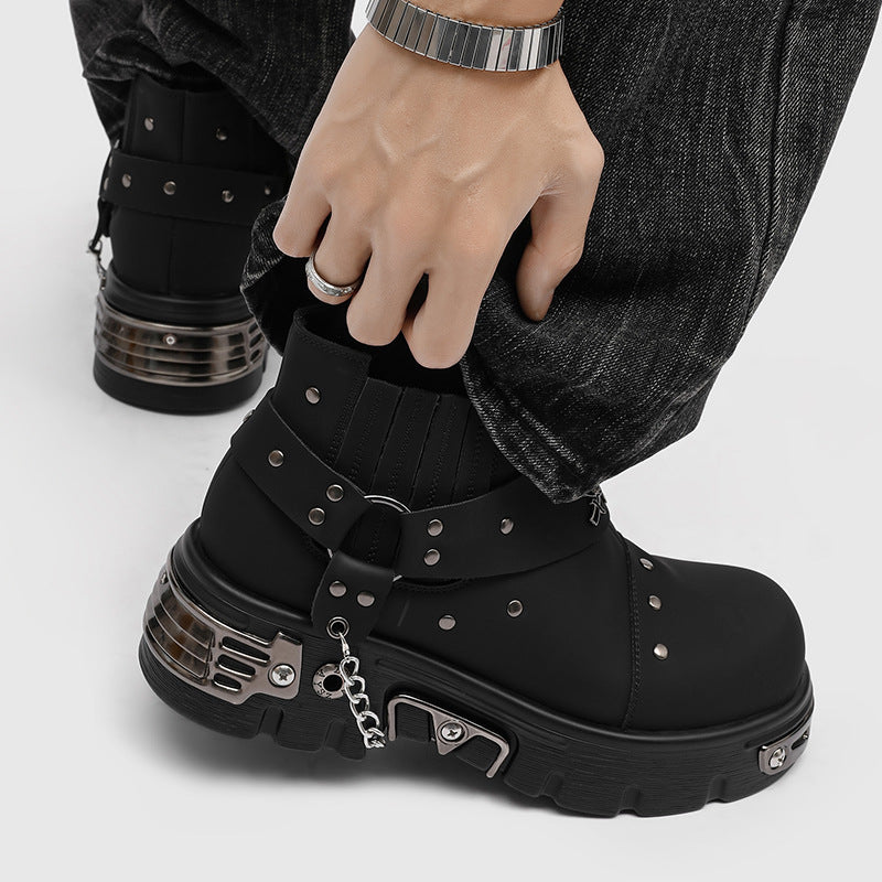 Punk Heavy Metal Skull Height Increasing Dark Rock Boots