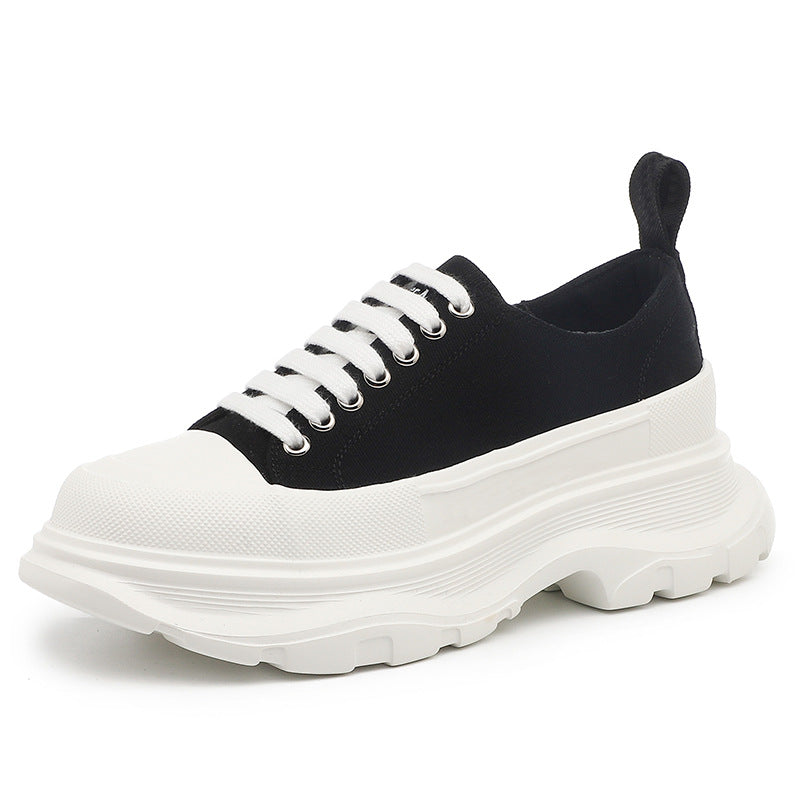 Women's Platform White Genuine Fleece-lined Dad Canvas Shoes