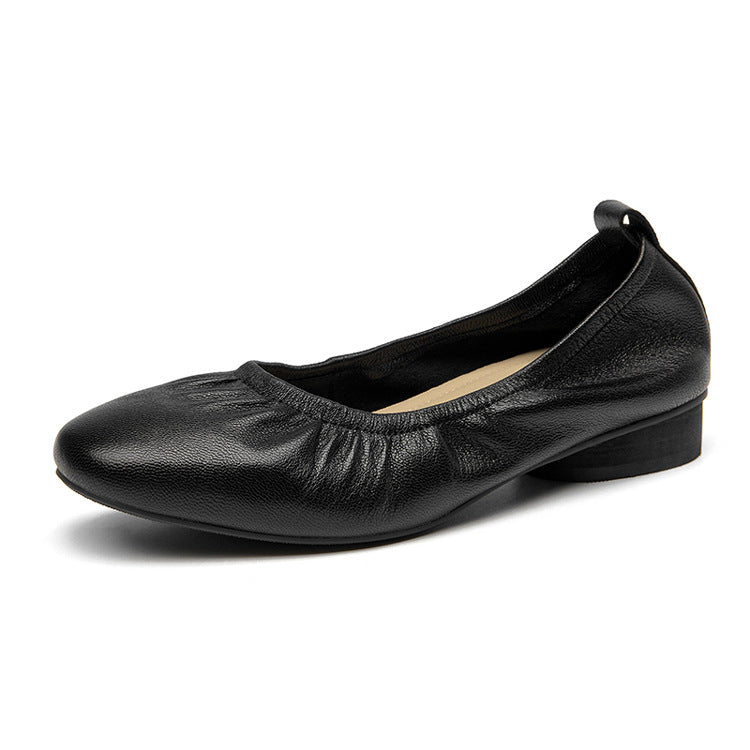Women's Pumps Autumn Genuine Flat Slip-on Mary Leather Shoes