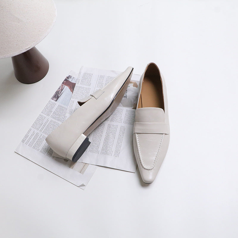 Women's Basic Simple Uniform Genuine Pumps Leather Shoes