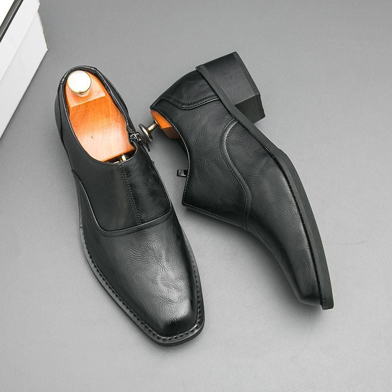 Men's British Retro Square Toe High Quality Business Leather Shoes