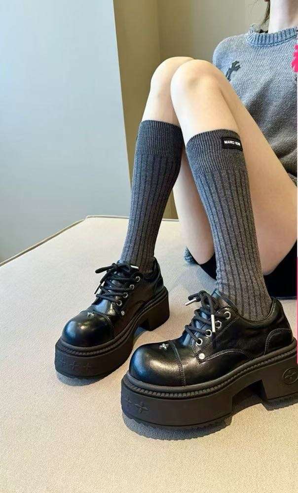 Women's Flower Vintage Genuine Platform Big Head Elevator Women's Casual Shoes