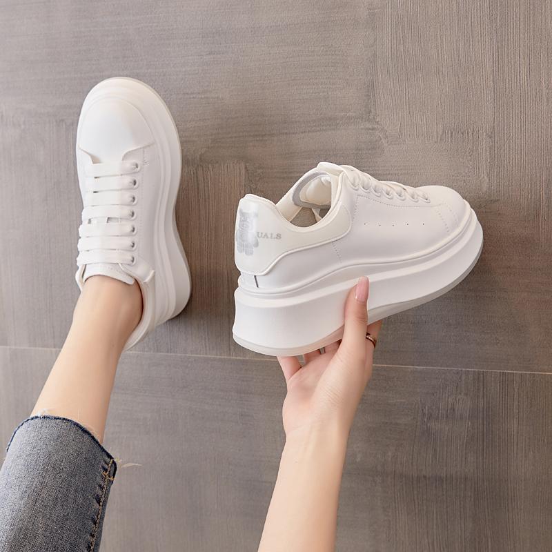 Women's Four High Quality Real Cowhide Platform Mcqueen Board Casual Shoes