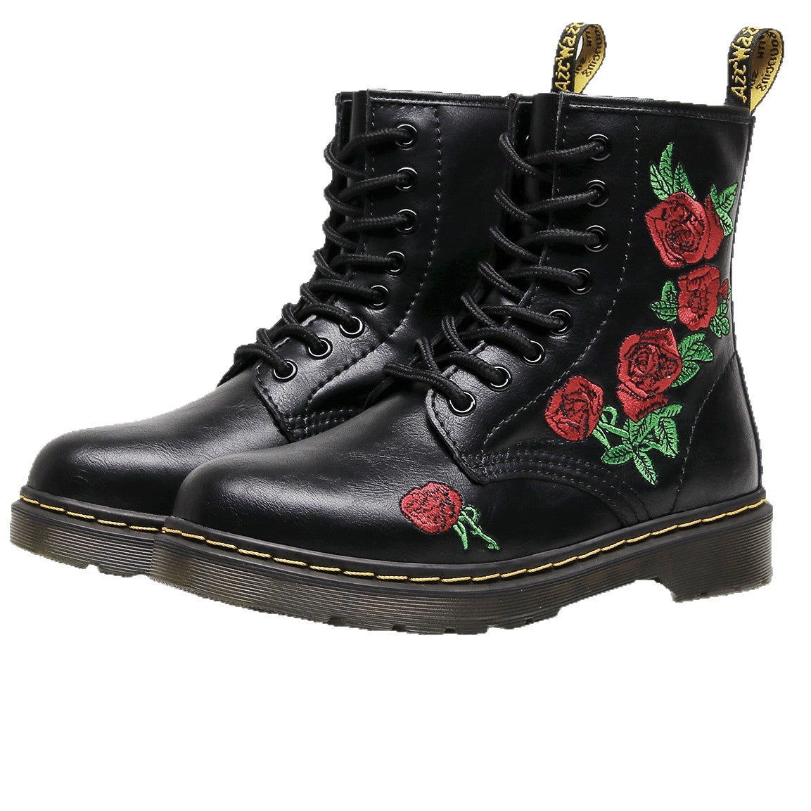 Women's Martin Embroidered Rose British Genuine Retro Women's Leather Boots