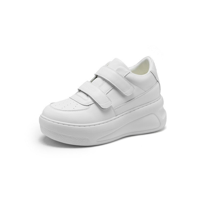 Women's Sandra Ma Smiling Face Hidden White Velcro Thick-soled Platform Sneakers
