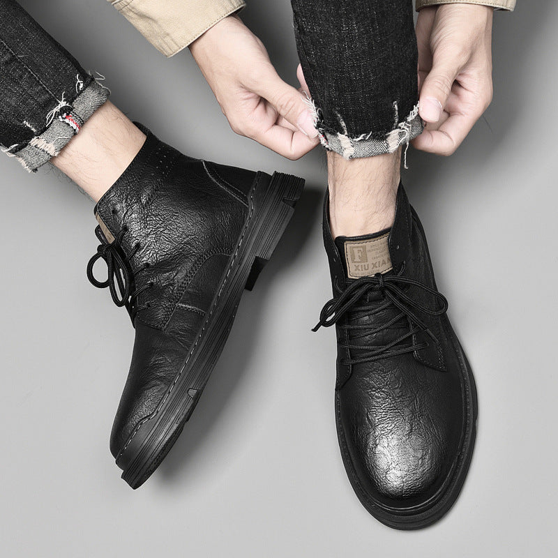 Men's Warm Martin Brown Round Head Plus Men's Leather Boots