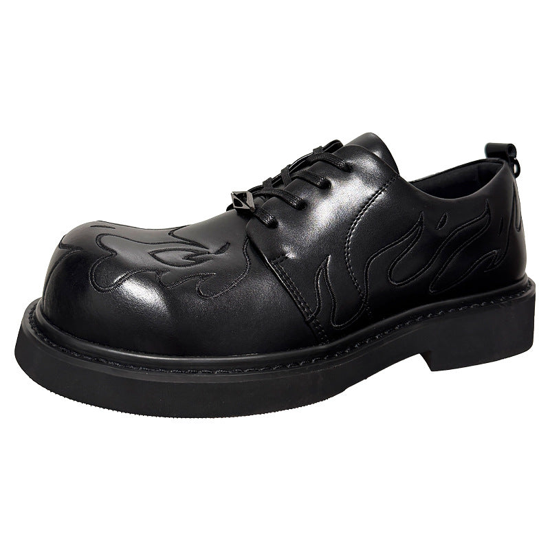 Men's High-grade Genuine Big Head Derby Foam Bottom Personality Embroidered Leisure Men's Casual Leather Shoes