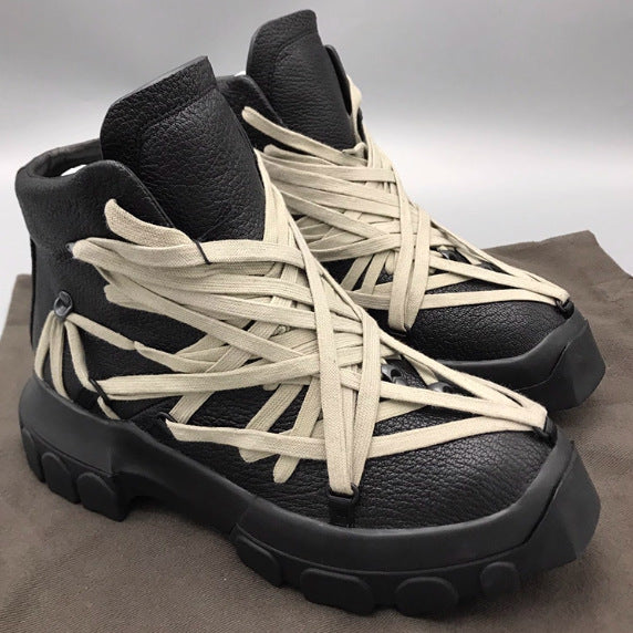 Women's & Men's Rick Mummy Series Handmade Rope Elephant Pattern Cowhide Elevator Men's Martin Boots