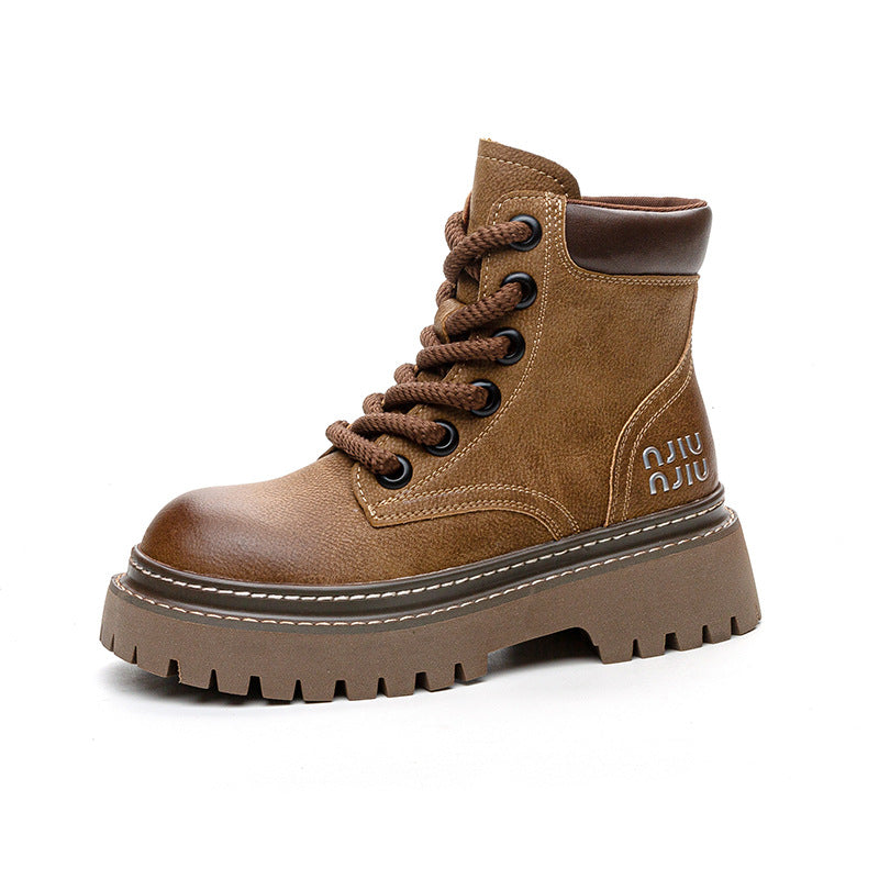Women's Platform Martin Chunky Worker Outdoor Motorcycle Women's Leather Boots