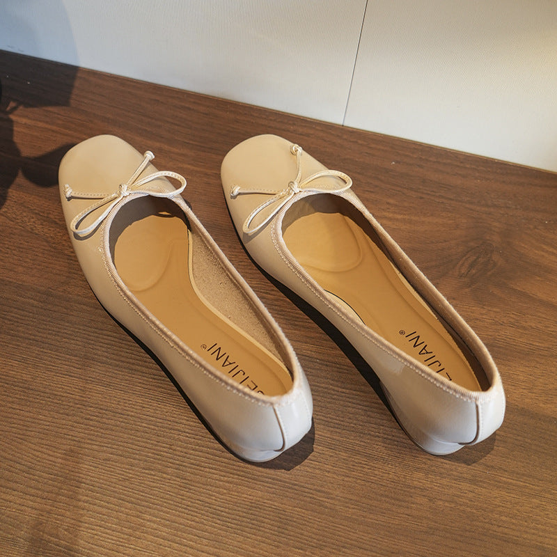 Women's Super Soft Bow Pumps Square Toe Chunky Mid Sweet Mary Heels