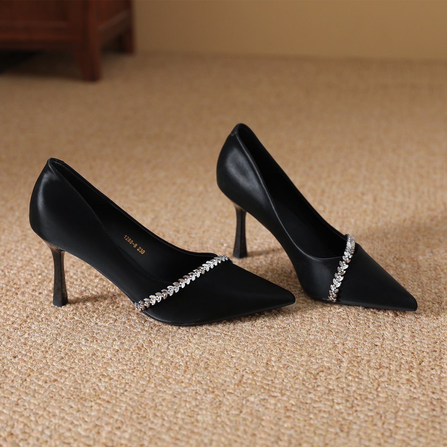 Women's Spring Stiletto Pumps High Pointed Temperament Korean Style French Pearl Heels