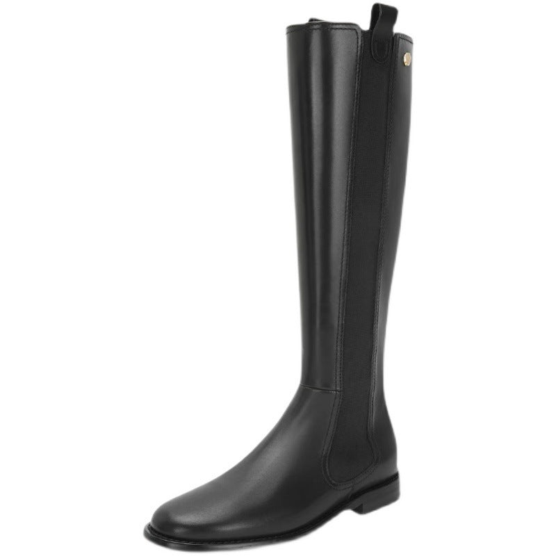Women's Cowhide Version Slimming High Leg Not Over Boots