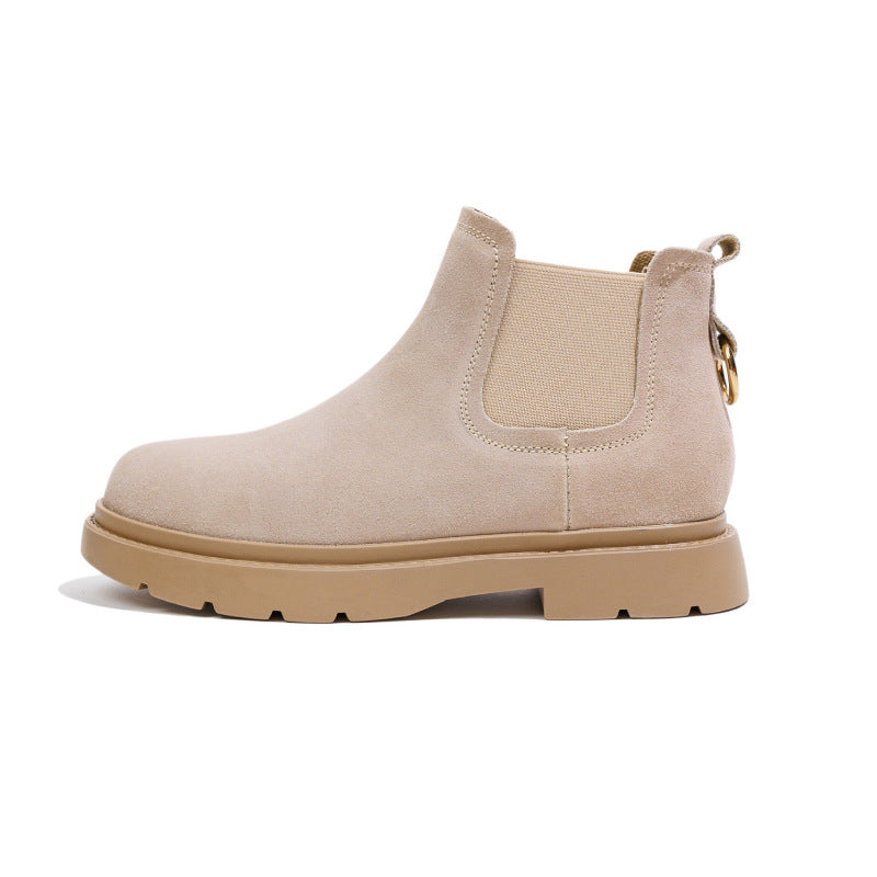 Women's Martin For British Style Mid Flat Frosted Women's Leather Boots