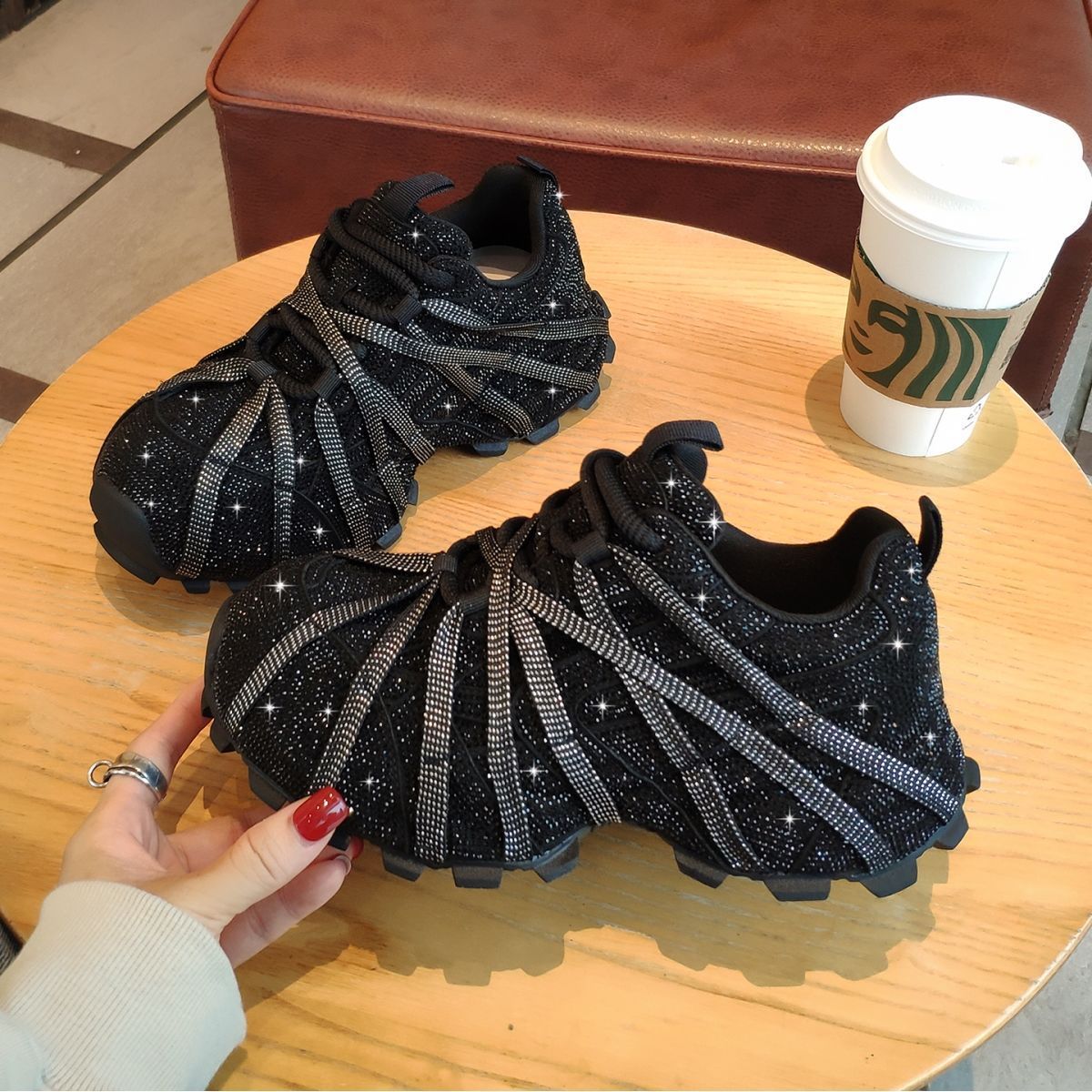 Women's Goods High Quality Full Diamond Dad Autumn Sports Casual Shoes