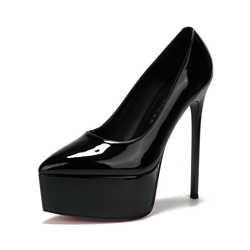 Women's Sexy Red Bottom Stiletto High Waterproof Platform Thick Pointed Toe Women's Fashion Shoes