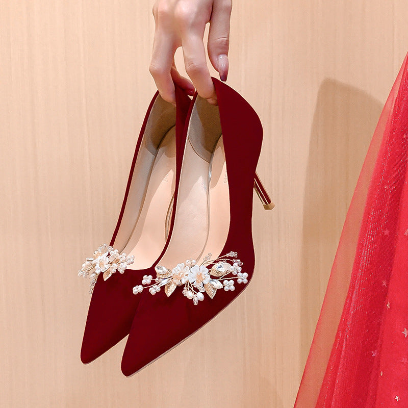 Women's Bridal Wedding Bridesmaid High Stiletto Pointed Women's Fashion Shoes