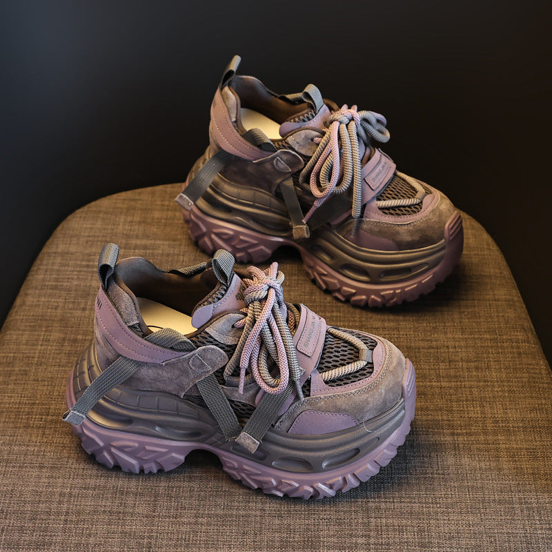 Women's Platform Height Increasing Insole Mesh Breathable Clunky Autumn Sports Casual Shoes