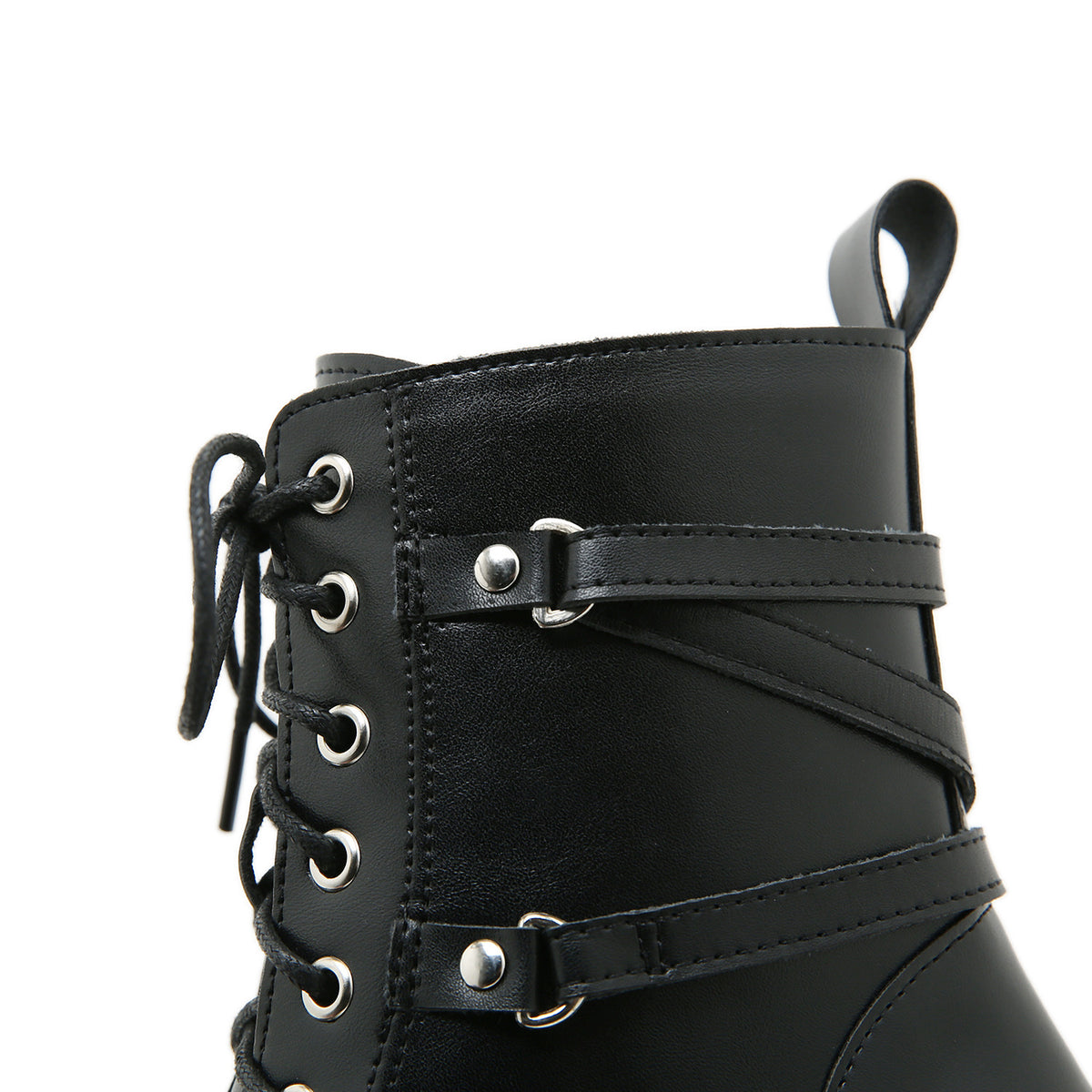 Women's Round Toe Platform Muffin Rivet Chunky Heels