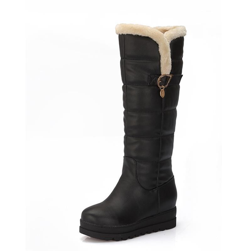 Warm Slugged Bottom Metal Decoration Cotton Height Increasing Insole Boots